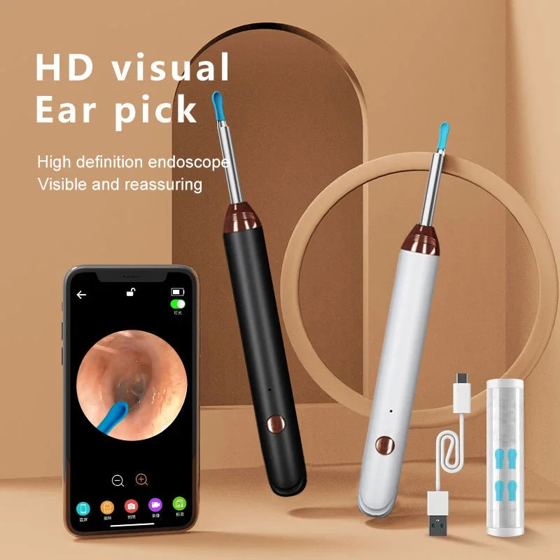 EarClean™ Smart Wireless Visual Ear Cleaner – WiFi Otoscope Camera & Lighted Ear Care Kit