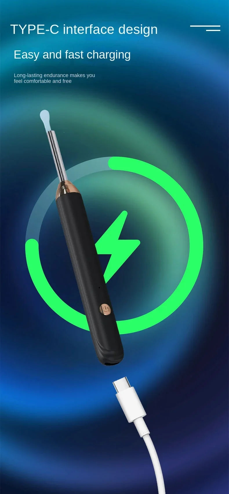 EarClean™ Smart Wireless Visual Ear Cleaner – WiFi Otoscope Camera & Lighted Ear Care Kit