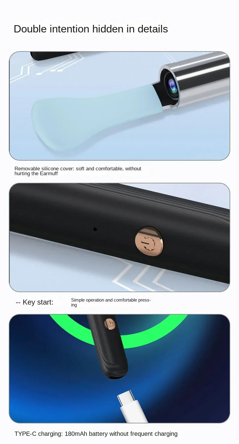 EarClean™ Smart Wireless Visual Ear Cleaner – WiFi Otoscope Camera & Lighted Ear Care Kit