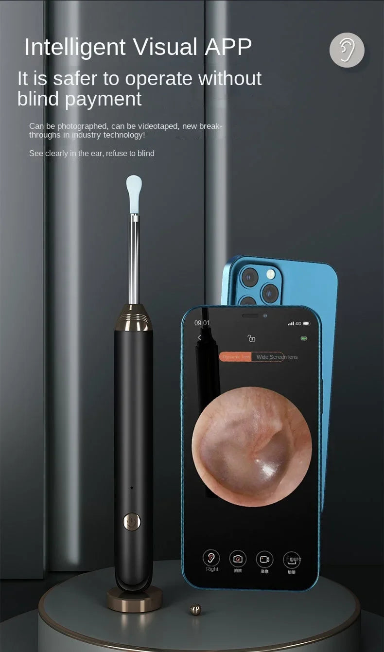 EarClean™ Smart Wireless Visual Ear Cleaner – WiFi Otoscope Camera & Lighted Ear Care Kit