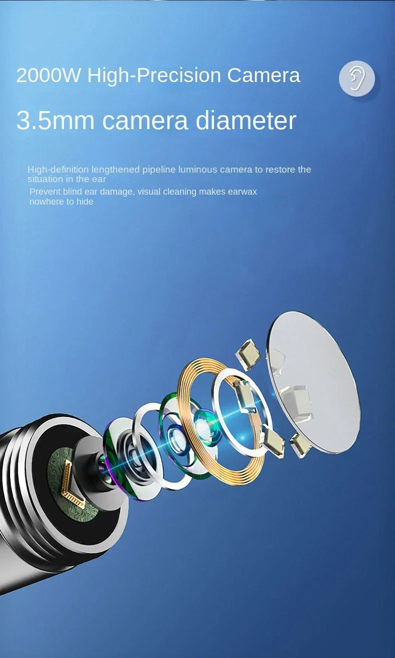 EarClean™ Smart Wireless Visual Ear Cleaner – WiFi Otoscope Camera & Lighted Ear Care Kit